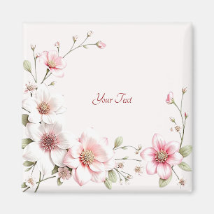 Elegantes rosa weißes Blumenmagnet Magnet