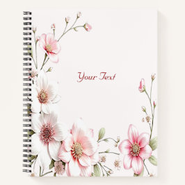 Elegantes rosa weißes BlumenNotebook Notizblock