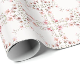 Elegantes rosa weißes Blumenpapier Geschenkpapier