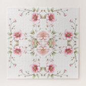 Elegantes rosa weißes Blumenpuzzle Puzzle (Horizontal)