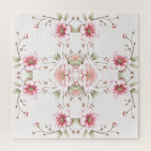 Elegantes rosa weißes Blumenpuzzle Puzzle (Vertikal)