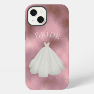 Elegantes rosa weißes Brautkleid-Typografie-Hochze iPhone 13 Hülle
