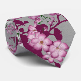 Elegantes rosa, weißes Burgund Kirschblüten Krawatte