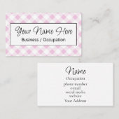 Elegantes rosa weißes Gingham-Karo Visitenkarte (Vorne/Hinten)