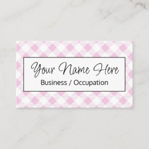 Elegantes rosa weißes Gingham-Karo Visitenkarte