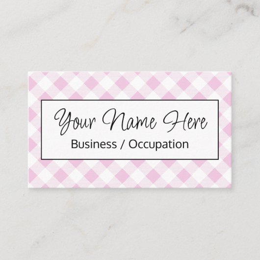 Elegantes rosa weißes Gingham-Karo Visitenkarte (Vorderseite)