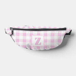 Elegantes rosa weißes Gingham mit anpassbarem Mono Bauchtasche