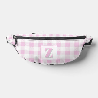 Elegantes rosa weißes Gingham mit anpassbarem Mono Bauchtasche