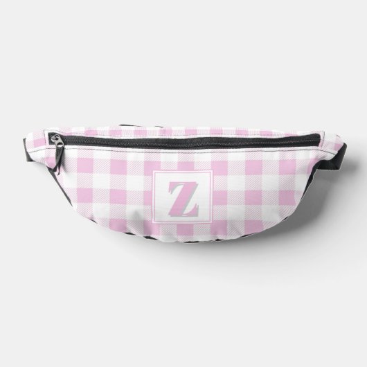 Elegantes rosa weißes Gingham mit anpassbarem Mono Bauchtasche (Ablage )
