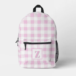 Elegantes rosa weißes Gingham mit anpassbarem Mono Bedruckter Rucksack
