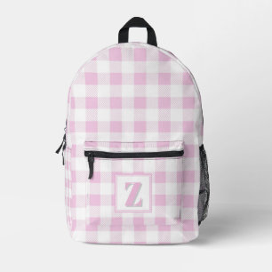 Elegantes rosa weißes Gingham mit anpassbarem Mono Bedruckter Rucksack
