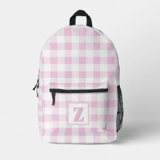 Elegantes rosa weißes Gingham mit anpassbarem Mono Bedruckter Rucksack