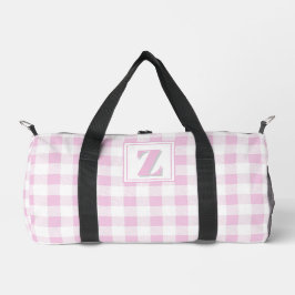 Elegantes rosa weißes Gingham mit anpassbarem Mono Duffle Bag