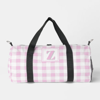 Elegantes rosa weißes Gingham mit anpassbarem Mono Duffle Bag