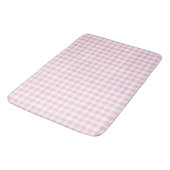 Elegantes rosa-weißes Gingham-Muster Badematte (Schrägansicht)