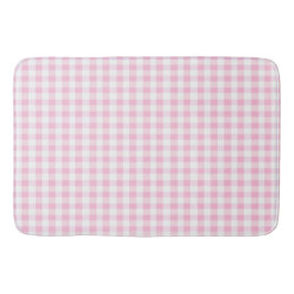 Elegantes rosa-weißes Gingham-Muster Badematte