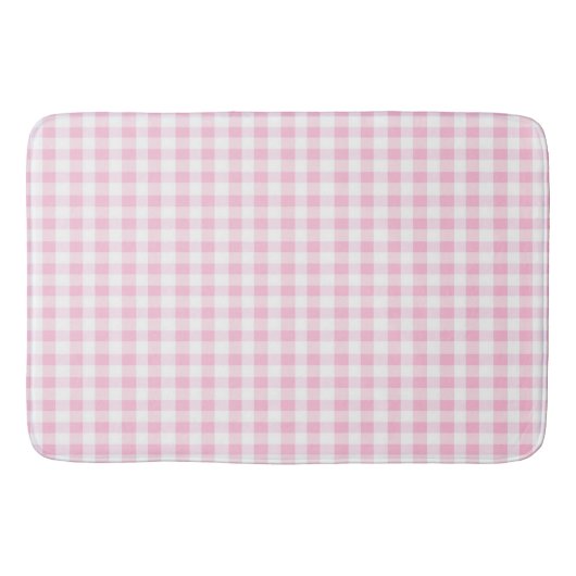 Elegantes rosa-weißes Gingham-Muster Badematte (Vorderseite)