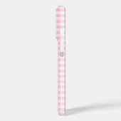 Elegantes rosa-weißes Gingham-Muster-Monogramm Case-Mate iPhone Hülle (Rückseite / Links)