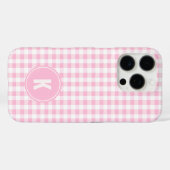 Elegantes rosa-weißes Gingham-Muster-Monogramm Case-Mate iPhone Hülle (Rückseite (Horizontal))