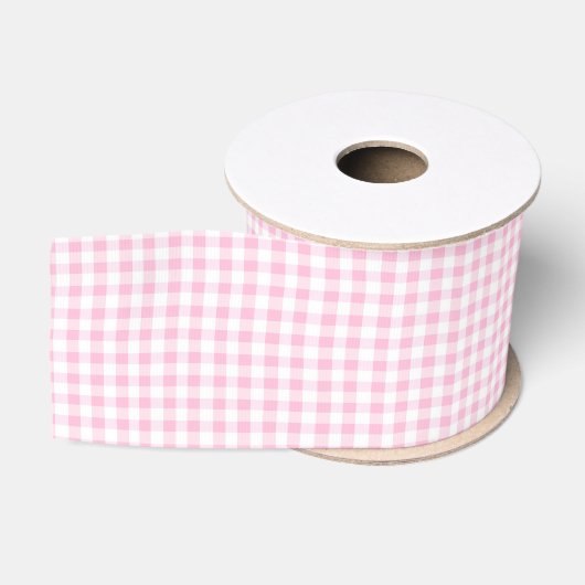 Elegantes rosa-weißes Gingham-Muster  Ripsband (Spule)