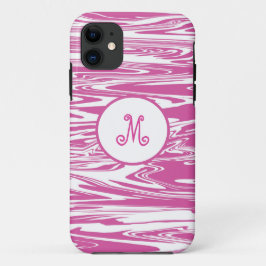 Elegantes rosa weißes Monogramm Stilvoll personali Case-Mate iPhone 14 Hülle