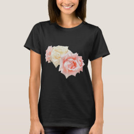 Elegantes rosa-weißes Rosenbouquet Damen-Basics T-Shirt