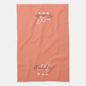 Elegantes rosa weißes Skript Namensmonogramm Geschirrtuch (Vertikal)