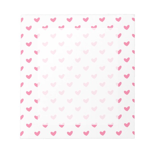 Elegantes, rosa, weißes, winziges Herzmuster Notizblock (Vorderseite)