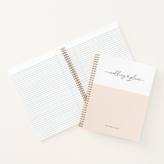 Elegantes Rosa White Script Swashes Heart Wedding Notizblock (Innenseite)