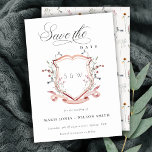 Elegantes rosa Wildblume Monogram Aquarell Wappen Save The Date<br><div class="desc">Pastel Wildblume Aquarellkollektion - eine elegante Aquarellfarben Illustration von rosafarbenen Aquarellfarben mit einer modernen minimalen Touch. Ideal für Ihre moderne Blumenhochzeit & Partys. Es ist sehr einfach, mit Ihren persönlichen Daten zu personalisieren. Wenn Sie ein anderes passendes Produkt oder eine Anpassung benötigen, wenden Sie sich bitte per E-Mail an Zazzle....</div>