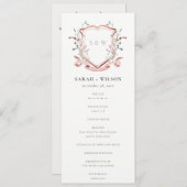 Elegantes Rosa Wildblume Wappen Hochzeitsprogramm Einladung (Vorne/Hinten)