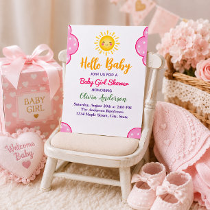 Elegantes rosa Wolken-Thema-Baby-Mädchen-Party Einladung