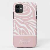 Elegantes Rosa Zebra Weißes Tier Print Case-Mate iPhone Hülle (Rückseite)