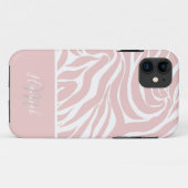 Elegantes Rosa Zebra Weißes Tier Print Case-Mate iPhone Hülle (Rückseite (Horizontal))