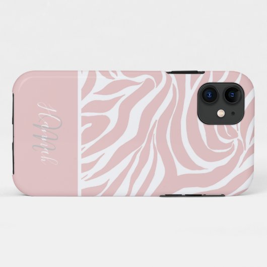 Elegantes Rosa Zebra Weißes Tier Print Case-Mate iPhone Hülle (Rückseite (Horizontal))