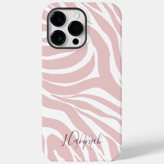 Elegantes Rosa Zebra Weißes Tier Print Case-Mate iPhone Hülle (Rückseite)