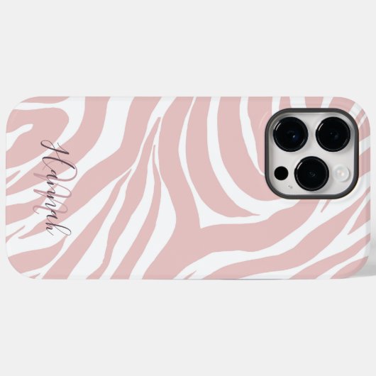 Elegantes Rosa Zebra Weißes Tier Print Case-Mate iPhone Hülle (Rückseite (Horizontal))