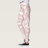 Elegantes Rosa Zebra Weißes Tier Print Leggings (Links)