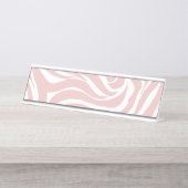 Elegantes Rosa Zebra Weißes Tier Print Schreibtischnamensplakette (Vorderseite )