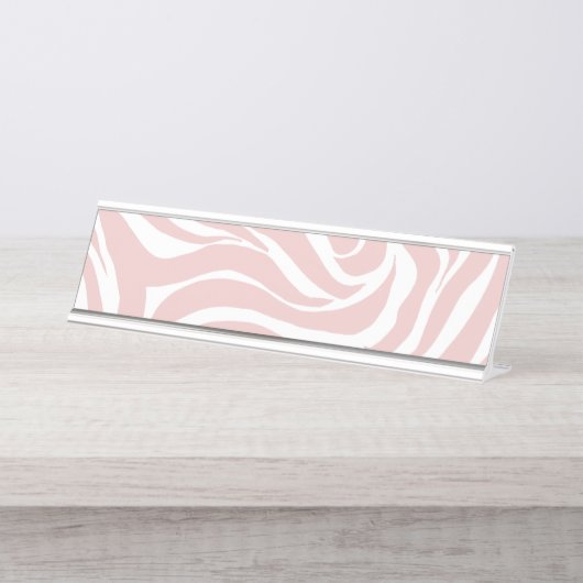 Elegantes Rosa Zebra Weißes Tier Print Schreibtischnamensplakette (Vorderseite )