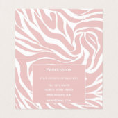 Elegantes Rosa Zebra Weißes Tier Print Visitenkarten (Innenseite Aufgefaltet)