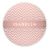 Elegantes rosa Zickzack Muster Girly Imitate Rose Keramikknauf (Vorderseite)