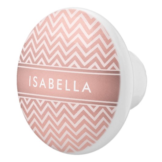 Elegantes rosa Zickzack Muster Girly Imitate Rose Keramikknauf (Rechts)