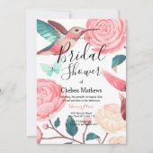 Elegantes rosafarbenes Aquamarines Hummingbird Flo Einladung (Vorderseite)