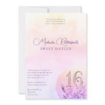 Elegantes rosafarbenes Aquarell 16 . Geburtstag Pa