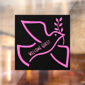 Elegantes rosafarbenes Bird Begrüßungsbild Fensteraufkleber (Blatt 2)