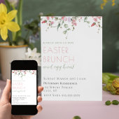 Elegantes rosafarbenes Blumengebäck Ostern Brunch Einladung