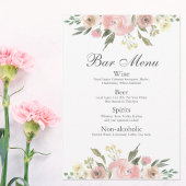Elegantes, rosafarbenes Blumenmenü mit Hochzeitsge
