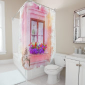 Elegantes rosafarbenes Blumenmotiv Duschvorhang (Beispiel)