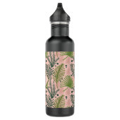 Elegantes rosafarbenes Blumenmuster Botanisches Mo Edelstahlflasche (Rechts)